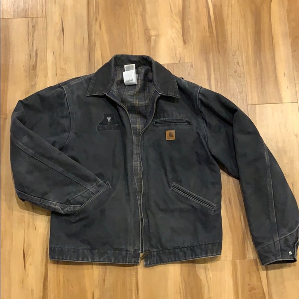 Canvas flannel Carhartt jacket large gray heavy